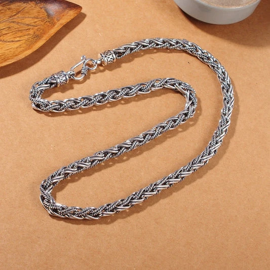 Men's S925 Sterling Silver Handmade Hemp Rope Necklaces - Bold and Masculine Collection