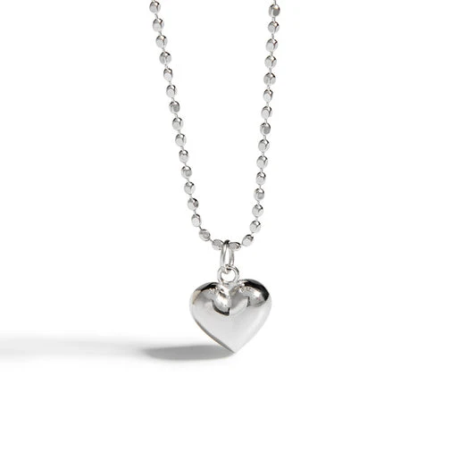 Sterling Silver Necklace Long Handmade Bang  Love Heart