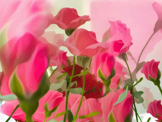 Blushing Love: A Bouquet of Pink and Red Roses by Le Boulanger