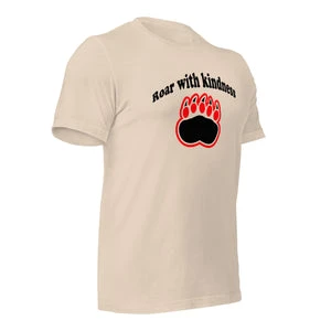 Load image into Gallery viewer, "Clawing for Kindness" T-shirt with "Roar with Kindness" Phrase and Bear Claw Illustration.